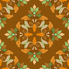 Harmony blooms in shades of nature, traditional, pattern design for carpet, print, wrap, decorative, illustration, Fabric, Wallpaper, Ceramics 


