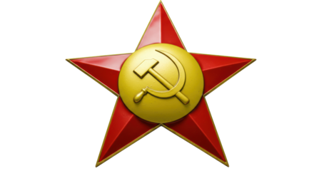 Isolated Red Star with Hammer and Sickle