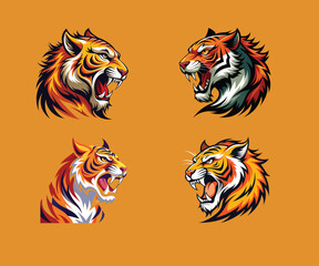 Roaring Tiger with Dynamic Mane &ndash; Powerful Line Art Design