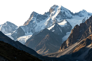 high mountains cut out, isolated on white background, PNG