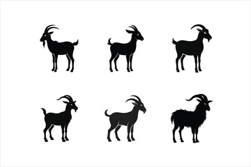  Goat Silhouette Collection: Farm Animal Vector Set
