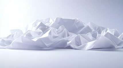 White fabric draped in a textured, mountainous form