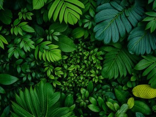 Lush Green Foliage, Natural Background Design