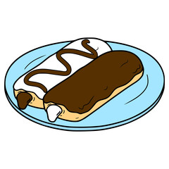 eclairs on a plate illustration hand drawn isolated vector