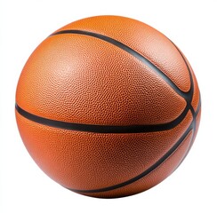 Obraz premium Close-up view of a classic orange basketball with black lines, showcasing its textured surface and the details of its design. Perfect for sports, fitness, or game-related projects. : Generative AI