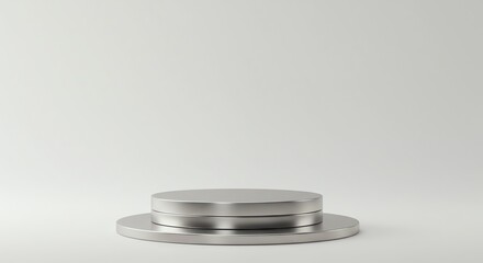 Metallic round podium product display backdrop
