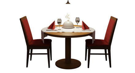 Isolated Restaurant Table Setting for Two