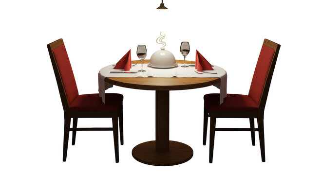Isolated Restaurant Table Setting for Two