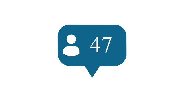 Animation footage of social media notification follower and friend request icon on transparent background (alpha channel)