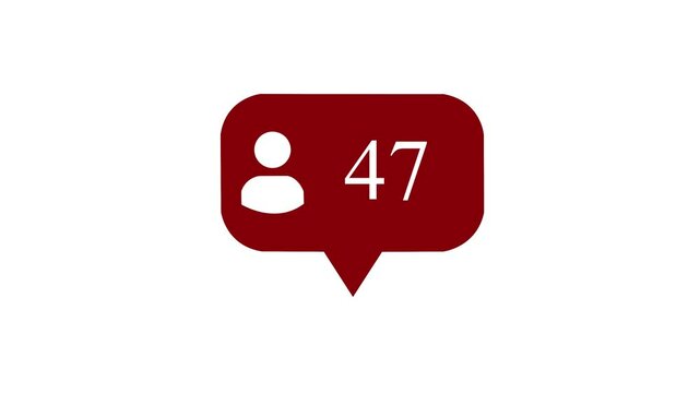 Animation footage of social media notification follower and friend request icon on transparent background (alpha channel)