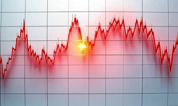 Red chart showing upward trend