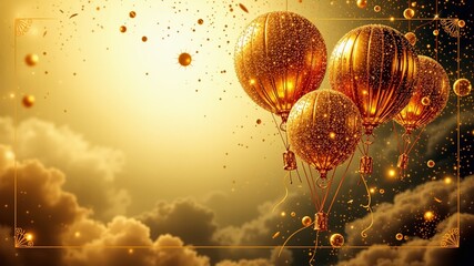 Luxury Gold Balloons for a New Year's Eve Invitation