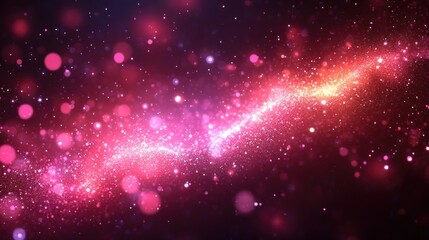 Fototapeta premium Abstract cosmic nebula glowing with pink and red particles