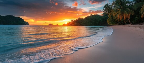 Serene Sunset Over Tropical Beach Paradise