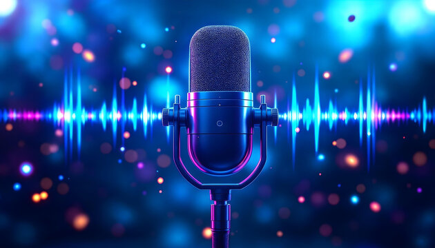 microphone on stage with lights