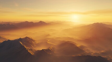 Sunrise Over Majestic Mountain Range