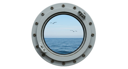 Naklejka premium Isolated Porthole with Ocean View