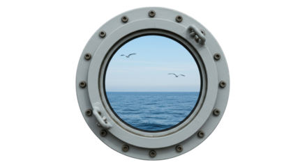 Isolated Porthole with Ocean View