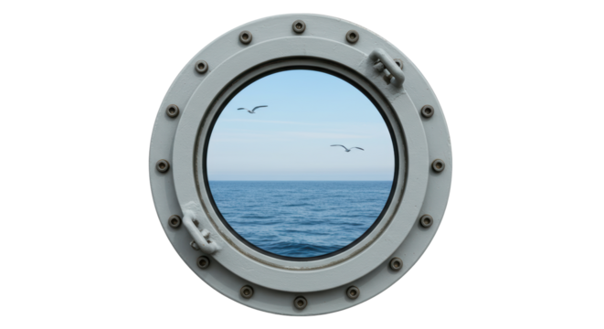 Isolated Porthole with Ocean View