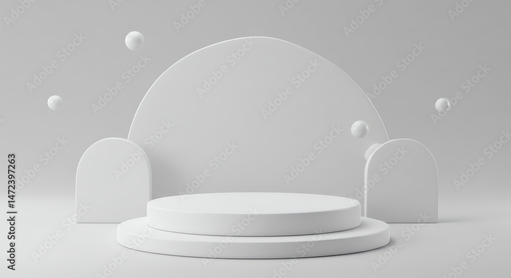 Poster minimal white product display platform rendering