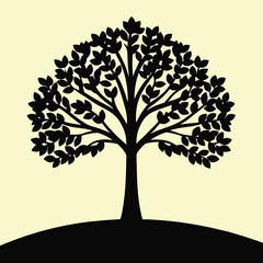 Obraz premium vector tree silhouette with leaves