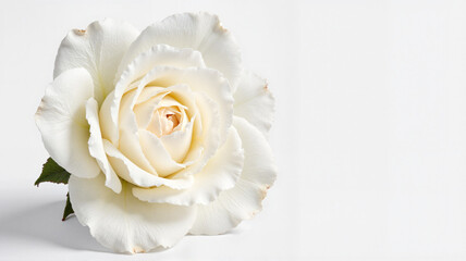 Fototapeta premium White rose flower in soft light on white background 