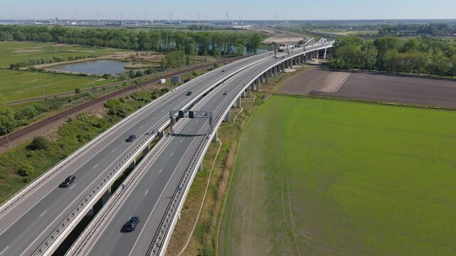 Aerial Highway and Waterway View | FlyLens 4K