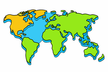 map of the world with a white background