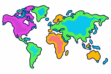 map of the world with a white background