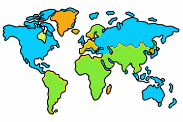 map of the world with a white background