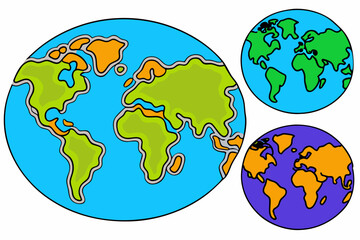map of the world with a white background