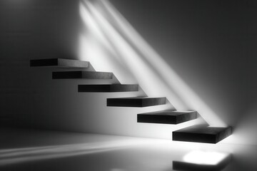 Obraz premium Floating staircase with dramatic lighting