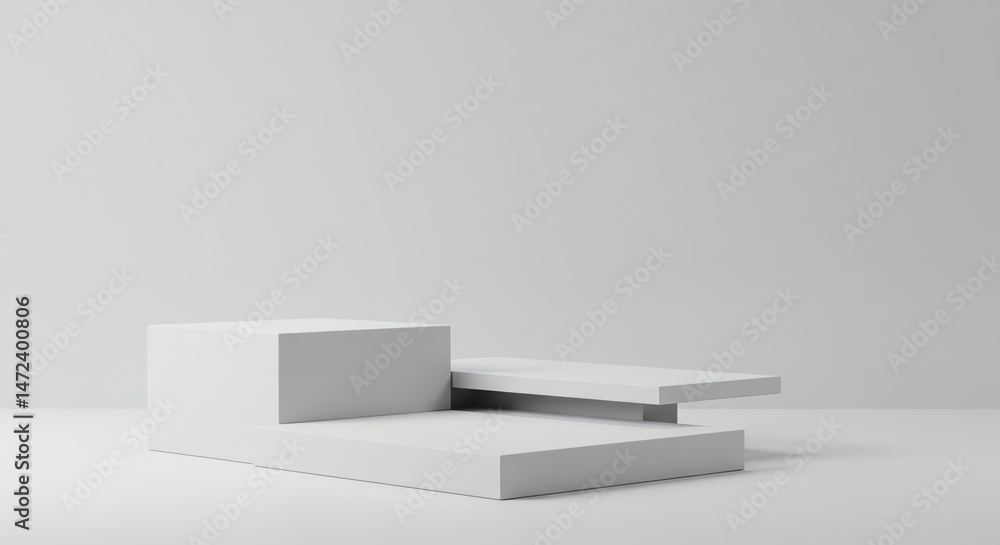 Aufkleber minimal white blocks display podium platform scene