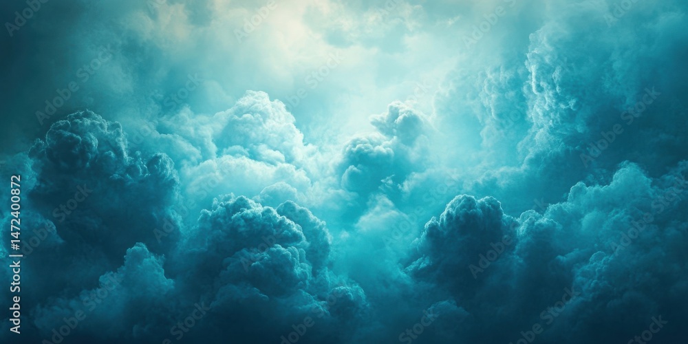 Aufkleber a dramatic, teal-hued cloudscape fills the frame, showcasing a dense, textured mass of cumulus cloud