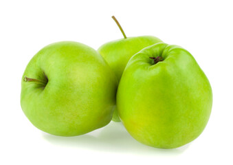 Green apples isolated on white background.