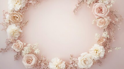 Pastel Rose Wreath with Pink Background. (1)