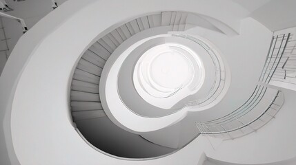 Obraz premium Abstract View of White Spiral Staircase from Above Perspective