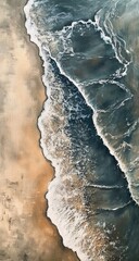 Coastal Waves Crashing on Shore