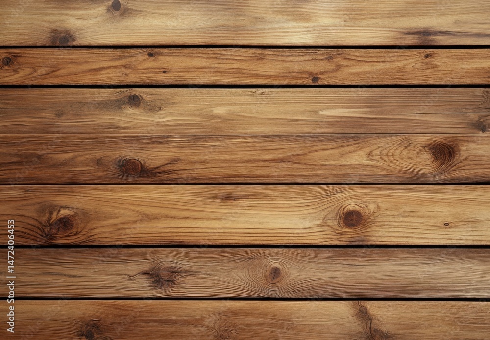Poster horizontal brown wood planks, rustic texture background. natural wood grain pattern with knots and r