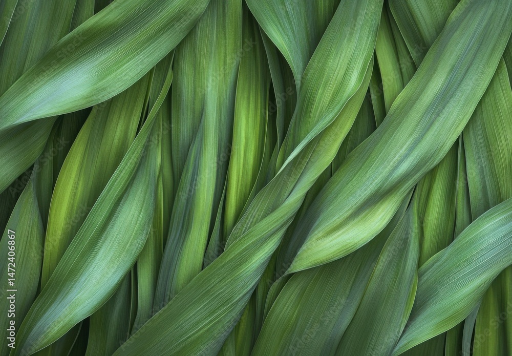 Fototapete a vibrant close up of lush, green leaves overlapping, creating a textured natural background ideal f