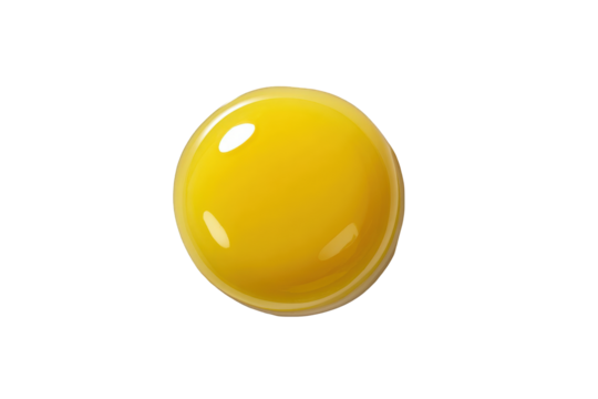 Closeup view of a single vibrant yellow egg yolk isolated on a perfect for culinary or food related projects and designs on transparent background