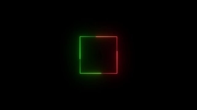 Abstract beautiful saber neon light rectangle loafing rotation animation with black background