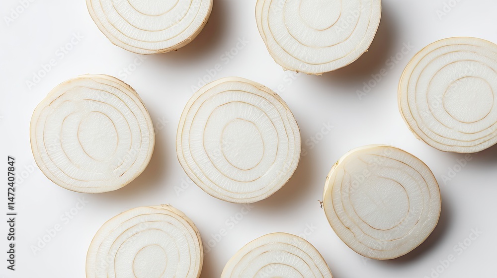 Poster circular slices display intricate patterns, showcasing natural t