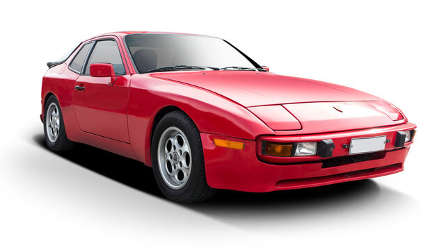Porsche 944 classic sport car isolated on transparent background. PNG