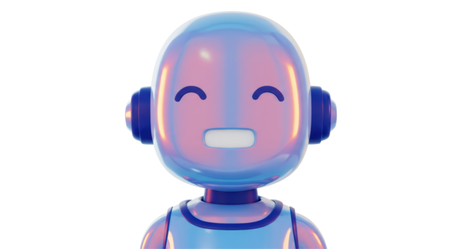 Isolated Smiling Robot Character