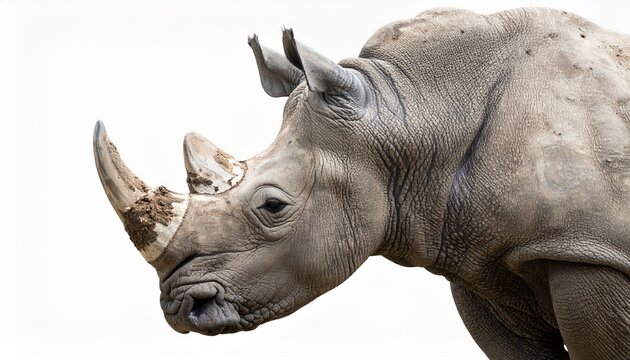 rhinoceros detail photo in white isolated background