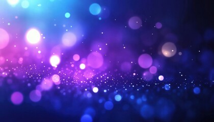 Abstract background with vibrant purple and blue bokeh lights, glittering particles, and a dreamy, magical atmosphere, perfect for design projects. : Generative AI