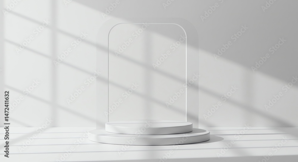 Poster minimalist product display stand with window light