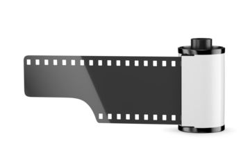 Cassette with 35mm undeveloped film isolated. 3D rendering illustration. Transparent PNG image.