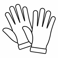 Obraz premium Work Gloves Outline for Occupation-Themed Coloring Book Page Featuring Safety Gear and Hand Protection Elements